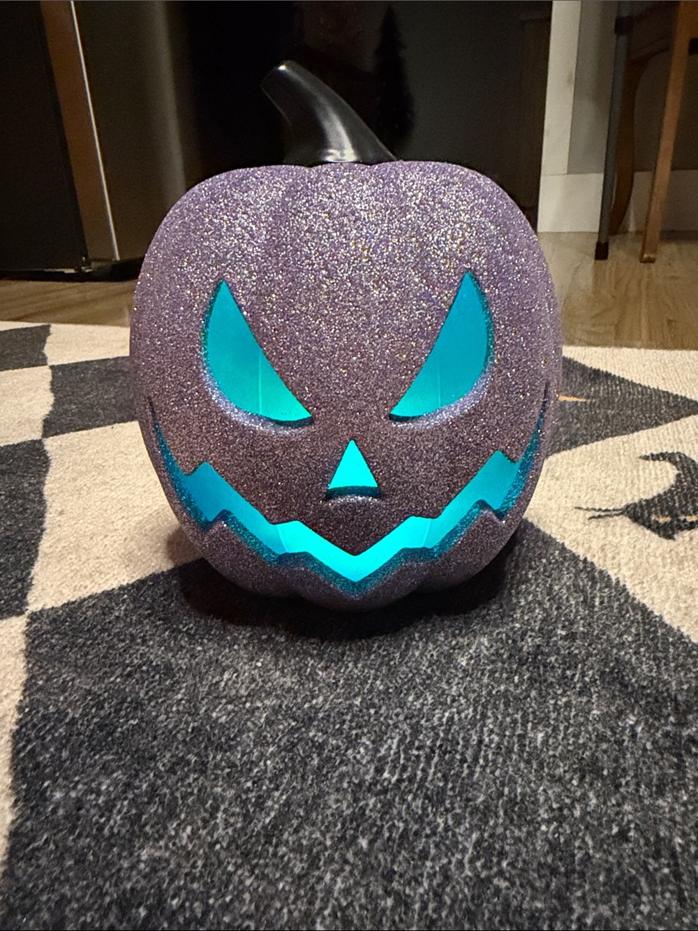 Glitter Purple LED Pumpkin Accent - Decorative Halloween Pumpkin